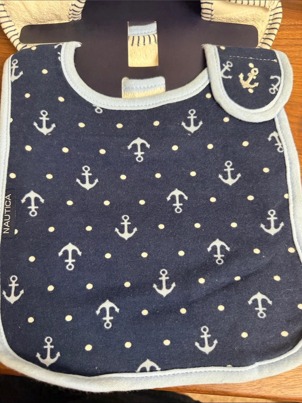Nautica Baby Whale Stripe Bib Set - Navy & Light Blue